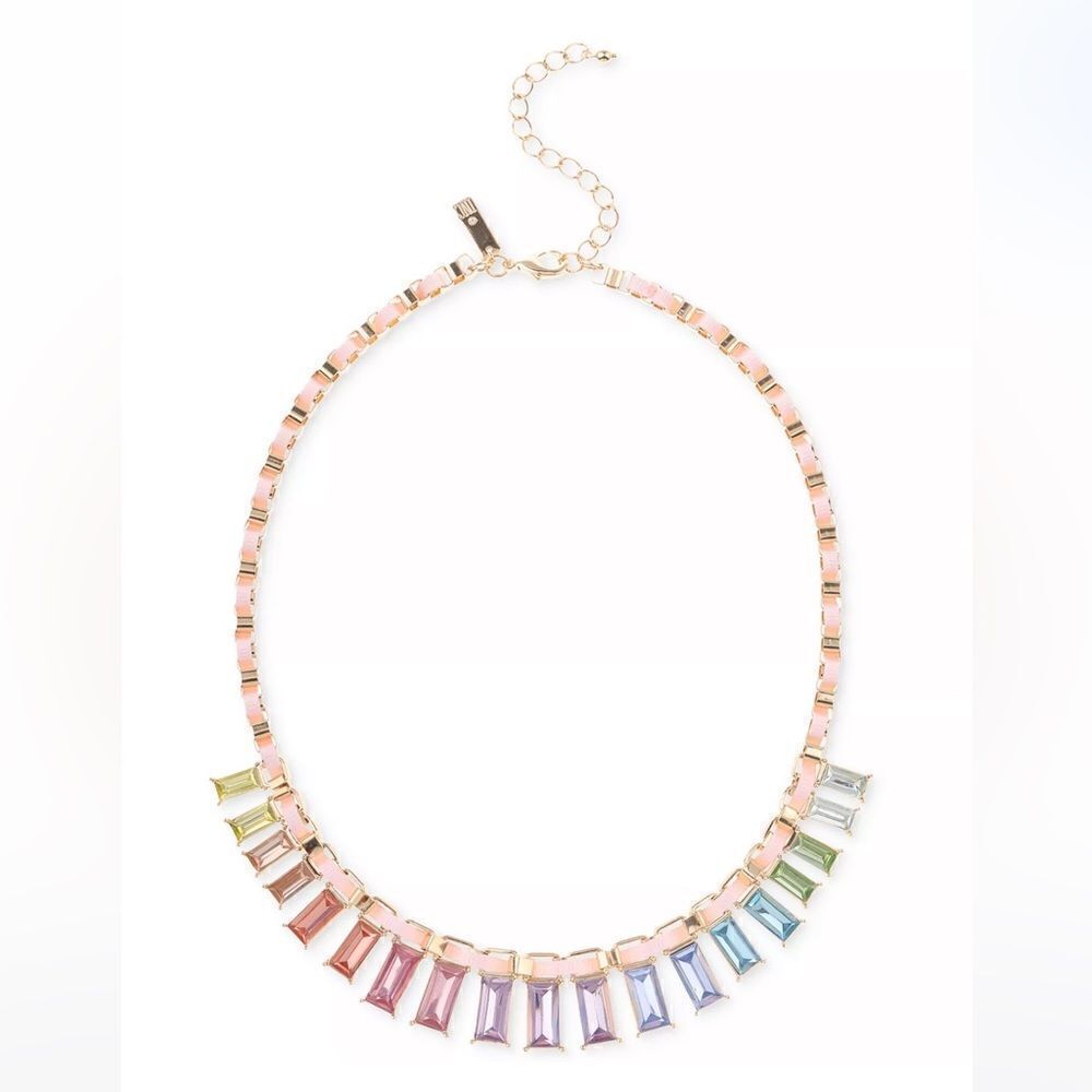 NWT INC INTERNATIONAL CONCEPTS Rainbow Baguette Ribbon-Woven Statement Necklace